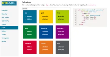 Screenshot of the LiveLighter digital style
      guide