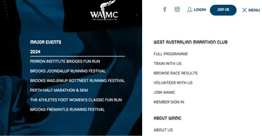 Screenshot of the WAMC website menu